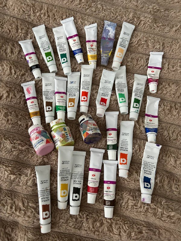 Акриловые краски, кисти, ножик, мастихин 2