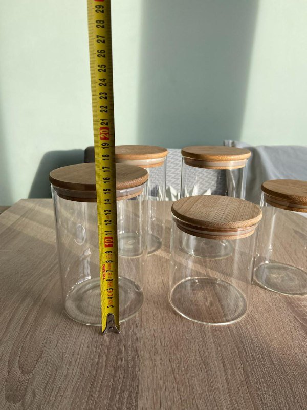 Набор стеклянных баночек для хранения с бамбуковой крышкой 3