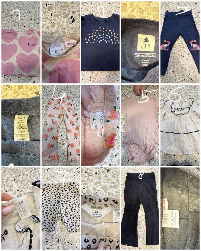 Кофточки Zara, Gap, леггинсы Next, штанишки Zara, боди, платье H&M, шорты H&M, штаны Zara