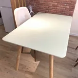 Обеденный стол 130×80 см, дерево-стекло 3
