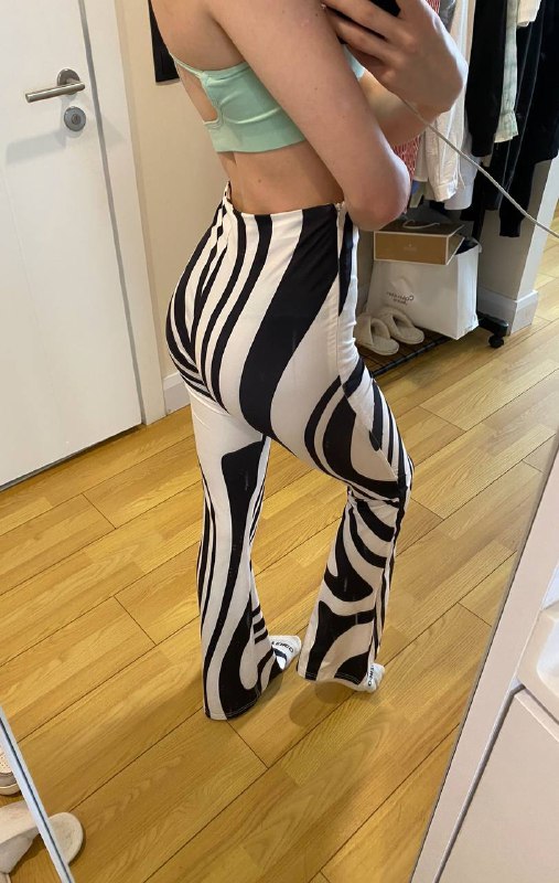 Женские штаны лосины клёш Murci черно белые размер 36 2