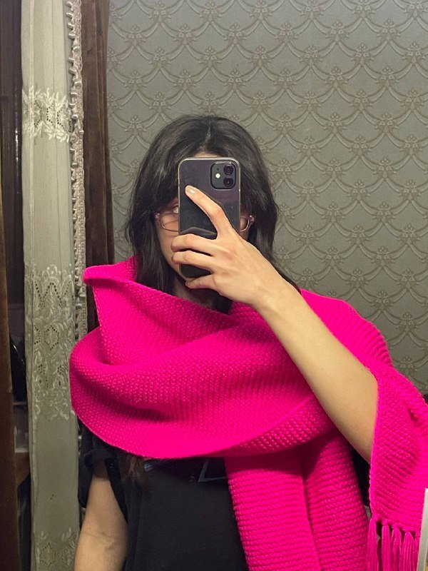 широкий тёплый шарф и перчатки комплект 2