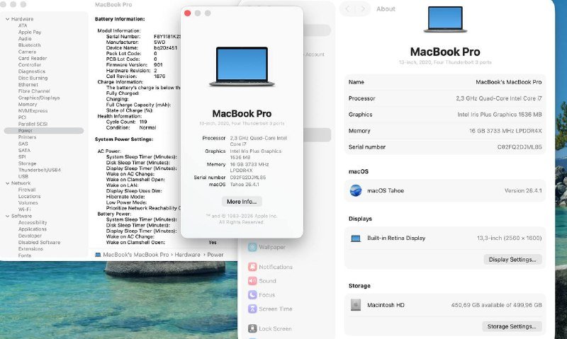 MacBook Pro 2020 16GB 500GB i7 3