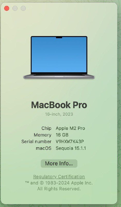 MacBook Pro 16" 2023 M2 Pro 16GB 512GB 5