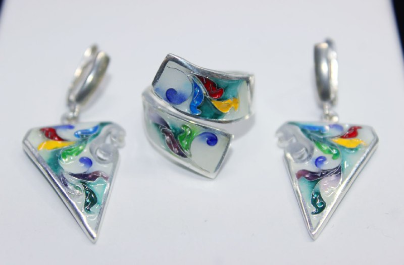 Минанкари на серебре, комплекты из колец и серег 2