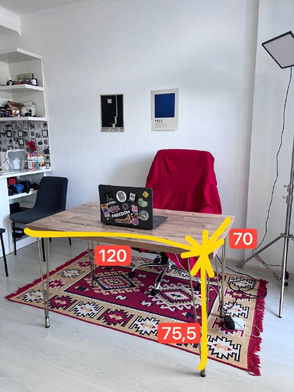 Широкий рабочий стол 120x70x75.5
