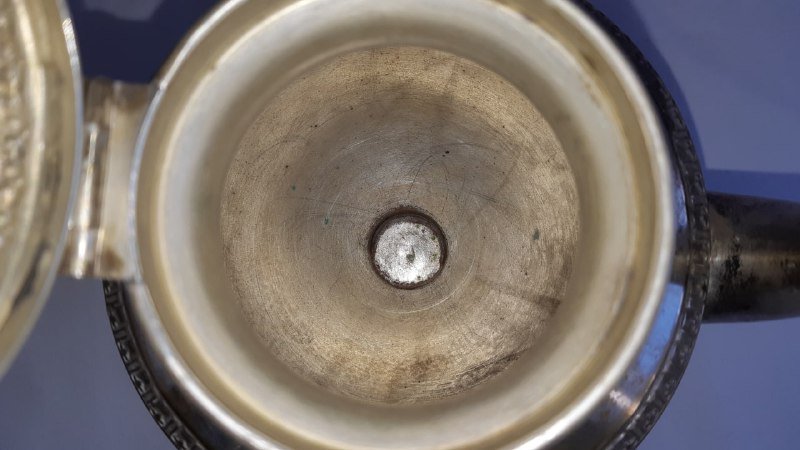 Посеребренный латунный чайник Германия 800 пробы 5