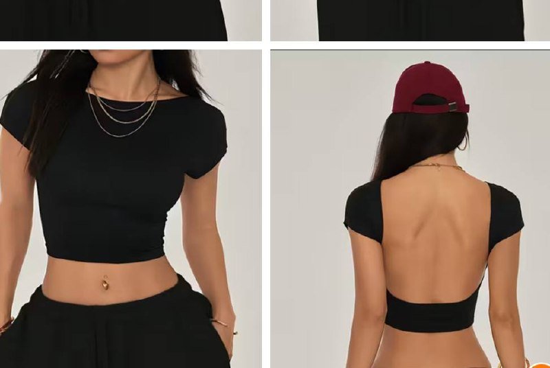 Женский черный топ размер S