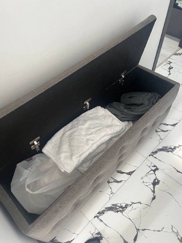 мягкая банкетка-пуф с ящиком для хранения 120 см 2