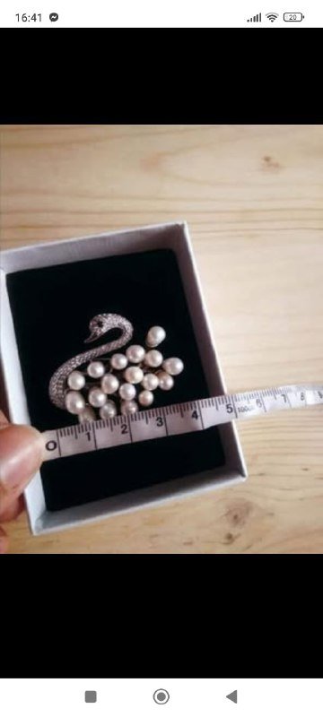 Брошь Felino Milano серебро 925, цирконы Сваровски, жемчуг 7