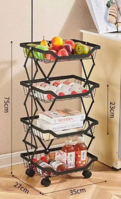 Складной металлический стеллаж на колёсиках