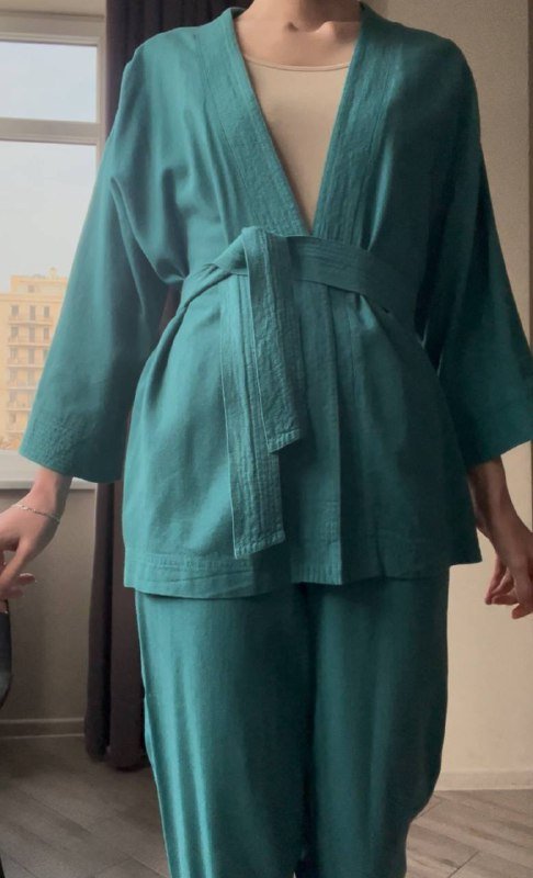 Льняной костюм-кимоно женский 3