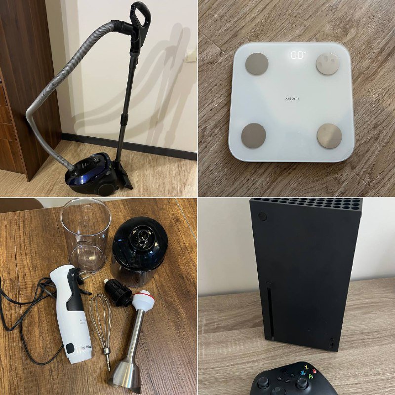 Корзиночки, мусорка, дуршлаг, поднос, фужеры, ваза, емкость, формы для запекания, чайник, салатник, зеркало, сковородка, кастрюля, весы, пылесос, блендер, Xbox series X, плед, подушки, пенный ролл, офисный стул, книги 4