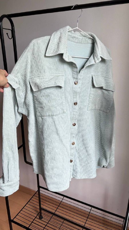 Вельветовая рубашка мятного цвета, размер S-M