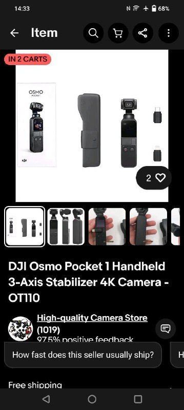 DJI Pocket Osmo 1 экшн камера 4К 4