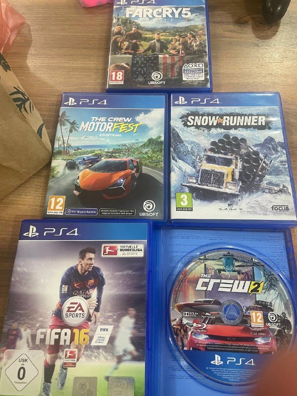 Far Cry 5, The Crew Motorfest, SnowRunner, FIFA 16, The Crew 2 PS4 игры