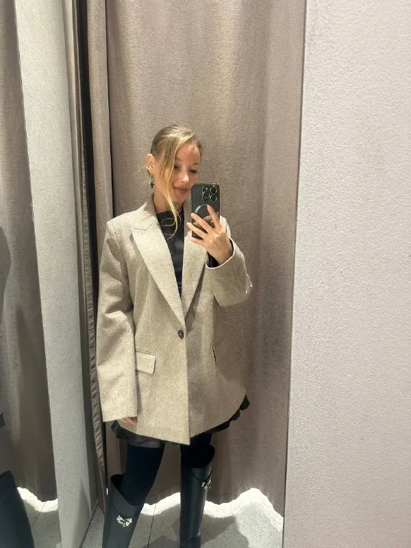 Пиджак Zara, сапоги, шляпа
