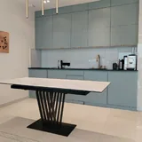 Обеденный стол, раскладной, керамика под белый мрамор 1