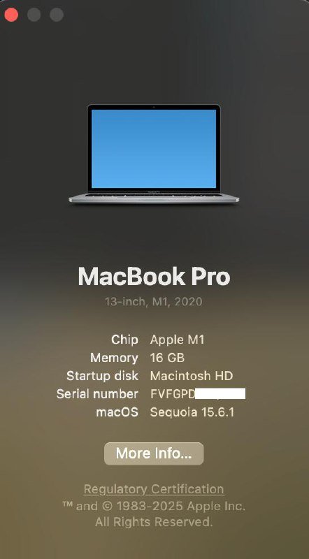 MacBook Pro 13" M1 16GB 512GB SSD
