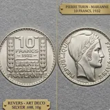 Монета 10 франков 1932 года 2