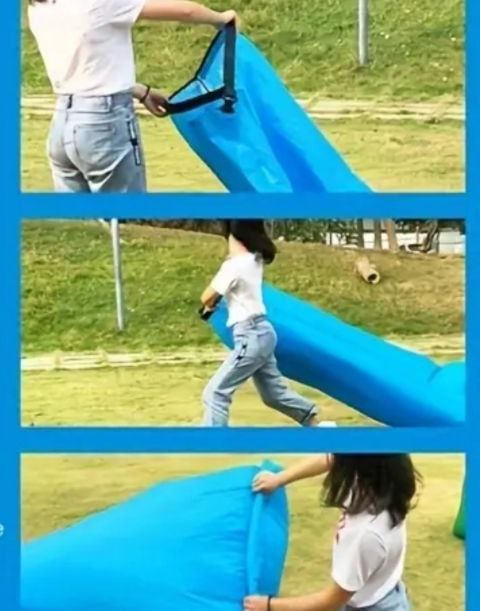 Надувной диван лежак для пляжа синий 2