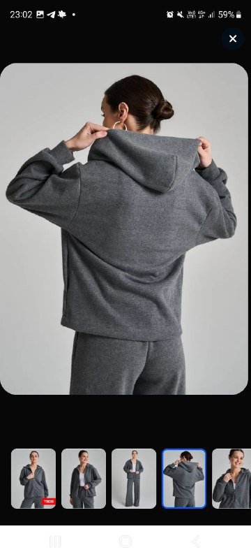 Мягкое теплое худи на молнии серого цвета 2