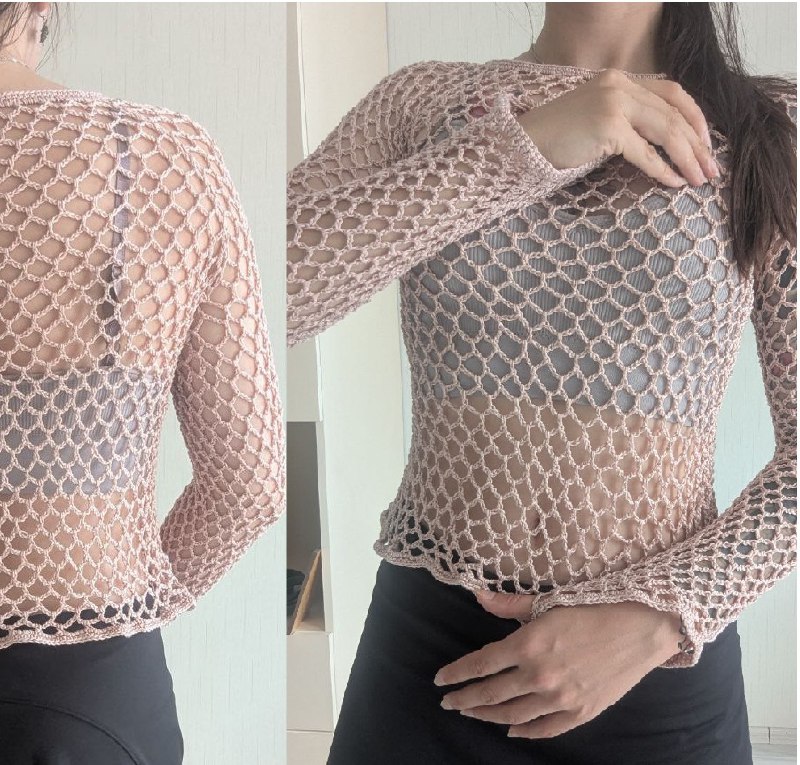Хэндмейд кофточки-сеточки XS-M коралл, чайная роза, пепельная роза 2