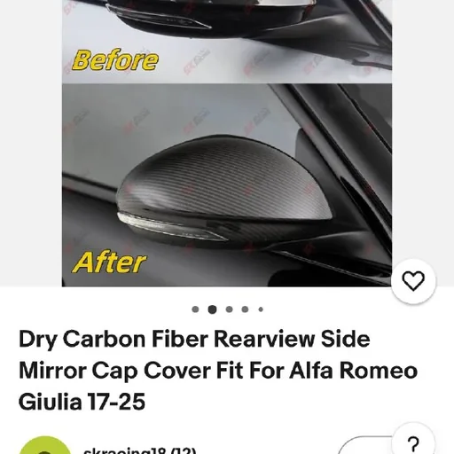 Карбоновые накладки на зеркала Alfa Romeo Giulia
