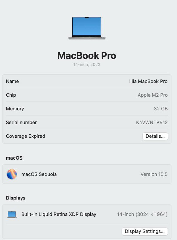 MacBook Pro 14 M2 32GB RAM 512GB SSD, зарядка, Hub 6