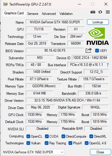 Видеокарта MSI GeForce GTX 1660 SUPER, Оперативная память Kingston HyperX DDR4 3
