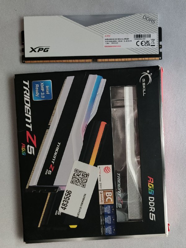 G.Skill Trident Z5 RGB 2x16GB 7200mhz, ADATA XPG Lancer 1x16GB 6000mhz