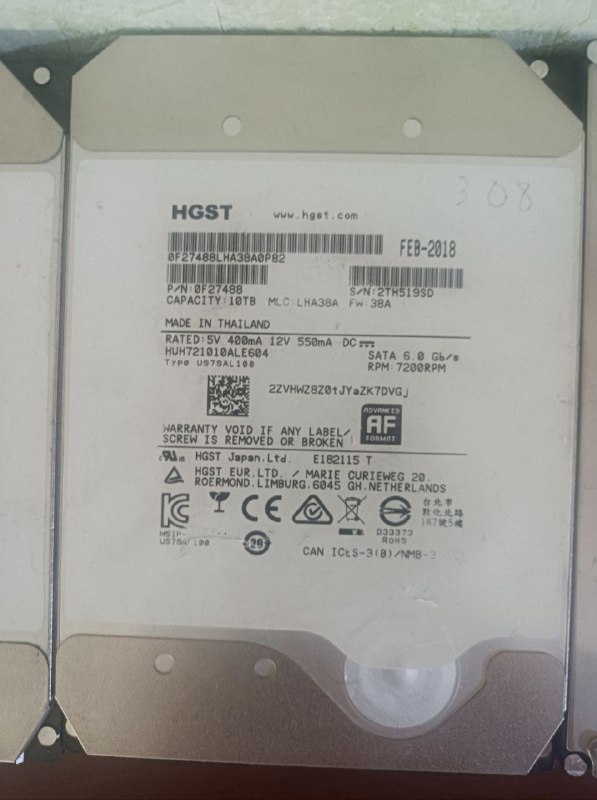 Б/у жесткие диски HDD 6 ТБ, 8 ТБ, 10 ТБ 4