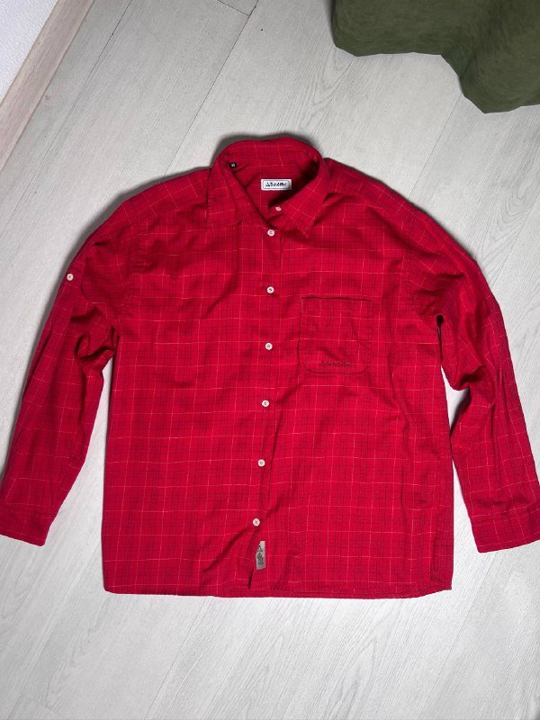 Красная винтажная рубашка Schöffel мужская, размер 46
