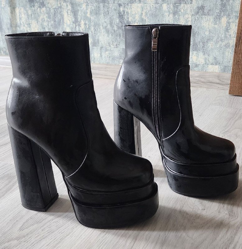 Ботинки женские размер 38 черные на высоком каблуке
