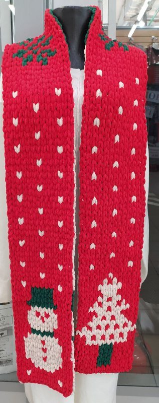 Новогодний шарф с рисунком снеговика 2