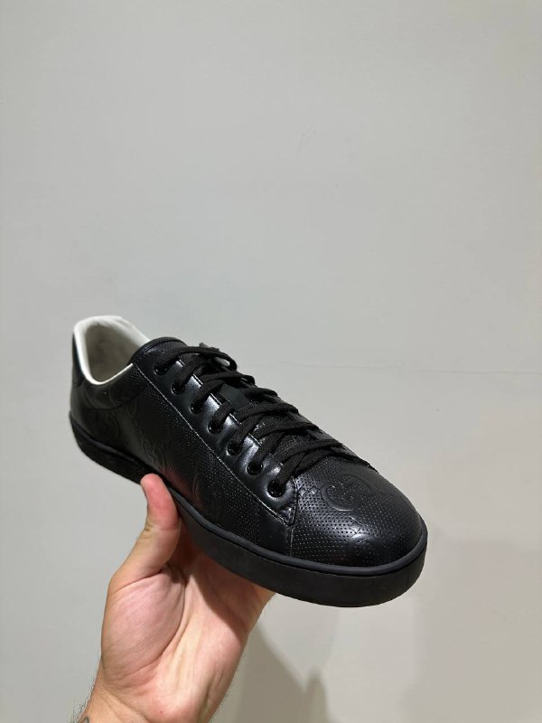 Мужские кроссовки Gucci Ace черные GG размер 45