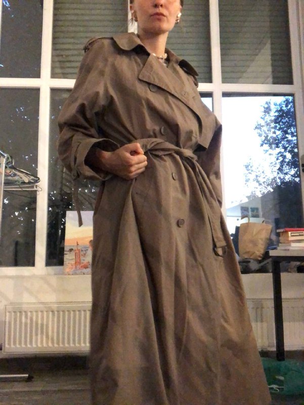 Винтажный утепленный плащ оверсайз