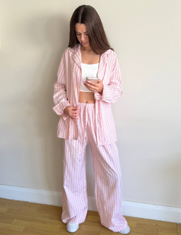 Розовый пижамный костюм-двойка Oversize