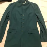 Жёлтый сарафан H&M, джинсовые штаны H&M, длинный яркий сарафан, изумрудный пиджак 4