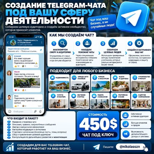 Создание Telegram-чата под вашу сферу деятельности