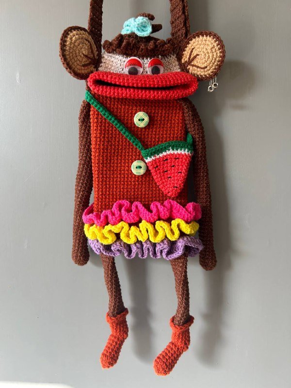 Вязаные чехлы для телефона лягушка обезьянка утка 4