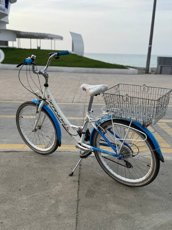 Велосипед KANDS бело-голубой с корзиной 5