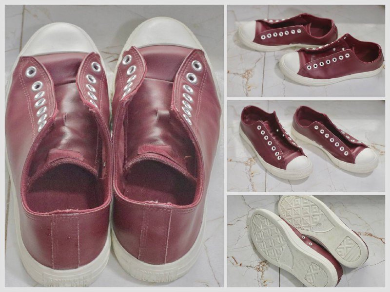 Converse All Star бордовые кожаные кеды без шнурков