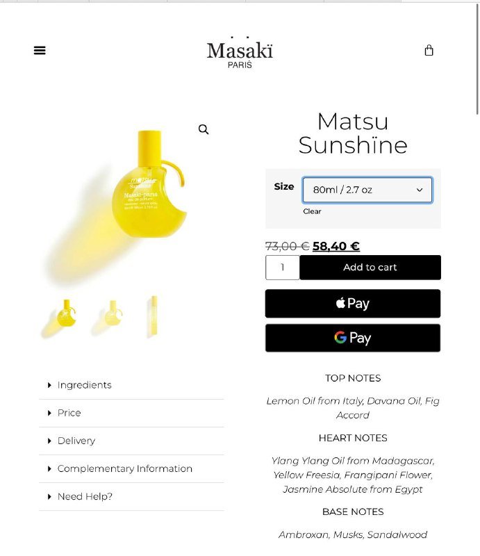 Женская парфюмерная вода Matsu Masaki Matsushima 2