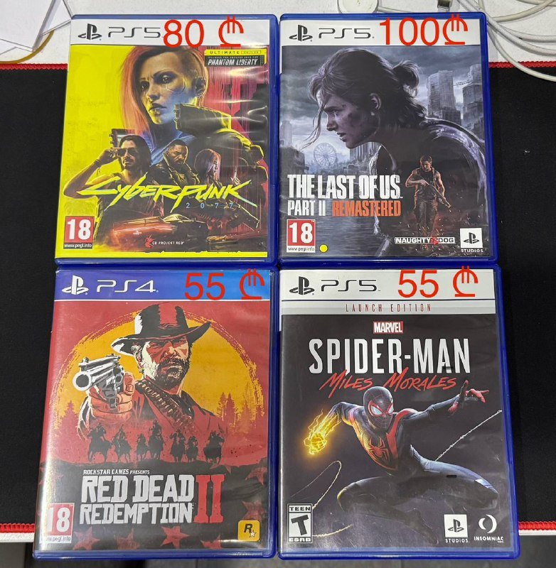 Диски на PS5 и PS4 Cyberpunk, The Last of Us, Red Dead Redemption, Spider-Man