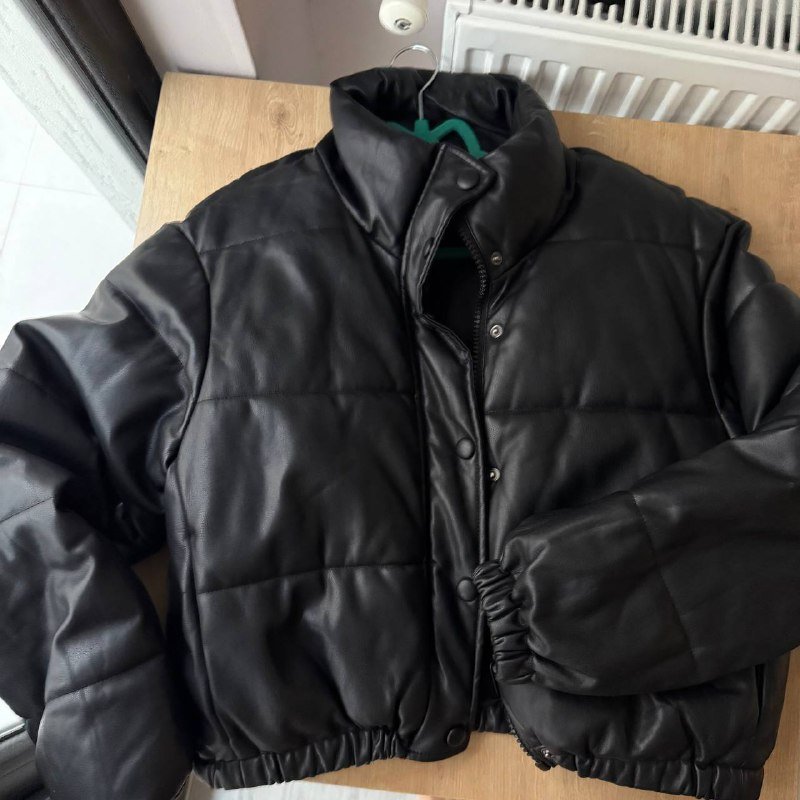 Пуховик из экокожи Zara, Топ лимонный изо льна