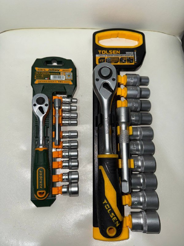 Наборы трещетка, удлинитель, головки Jadever и Tolsen