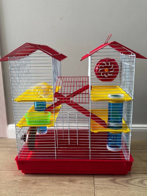 Клетка с колесами, миской, поилкой