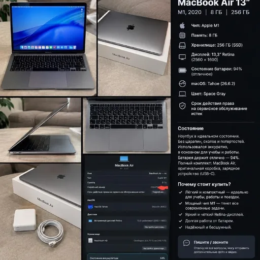 MacBook Air 13” M1 2020 8 ГБ 256 ГБ