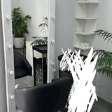 Beauty salon furniture, mirror, chair, shelves, dresser, lamp 1